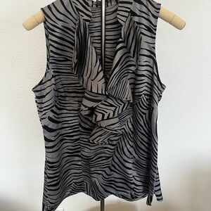 Ann Taylor Black and Gray Zebra Print Blouse